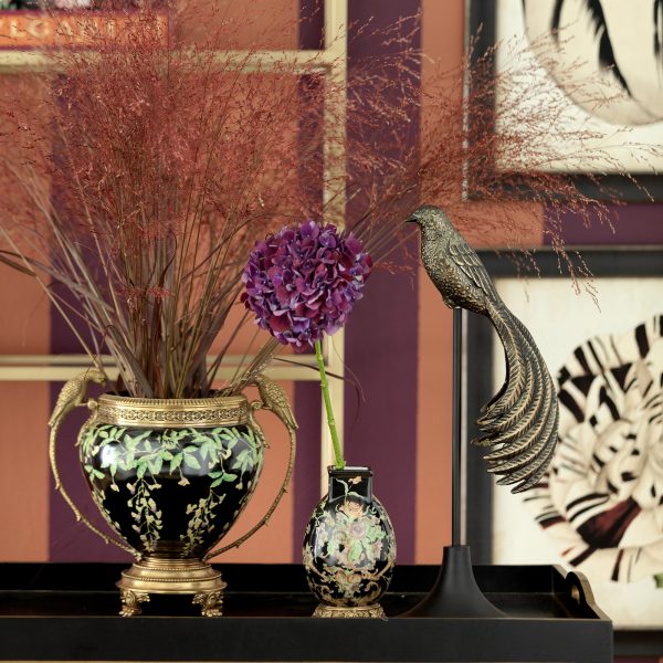 BOWL, RD.W/BRZ.FEET, WISTERIA,