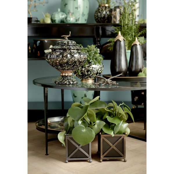 PLANTER, ROUND BLACK W/MINI