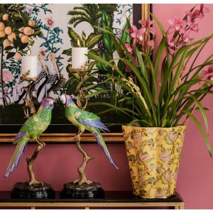 CANDLE HOLDER, GREEN PARROT, LARGE CDL