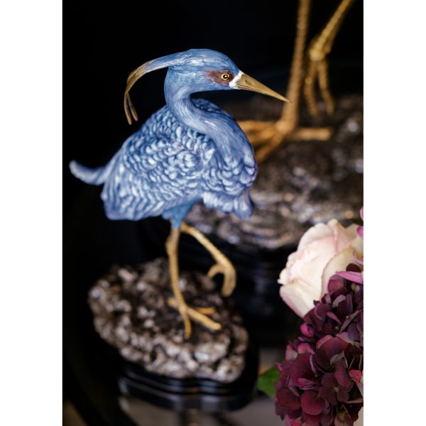 FIGURINE, BLUE EGRET, SMALL
