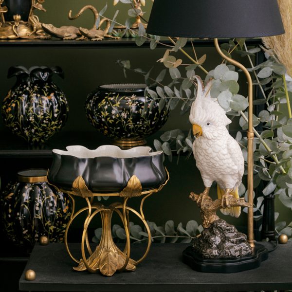 BOWL/PLANTER, BRZ STEM, BLK