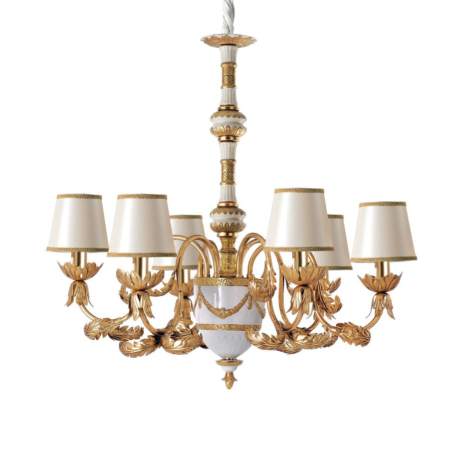 Chandelier Josephine - 6 Lights - White & Gold
