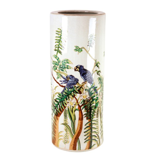 UMBRELLA STAND/VASE, BIRDS IN JUNGLE