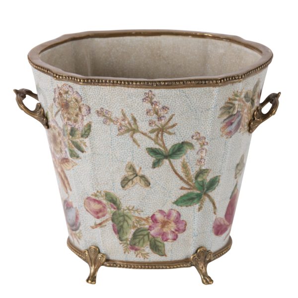 PLANTER, TALL, P.B+FLOWERS