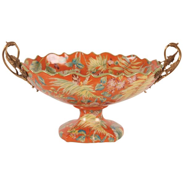 BOWL/PLANTER, OVAL W/BRZ HDLS