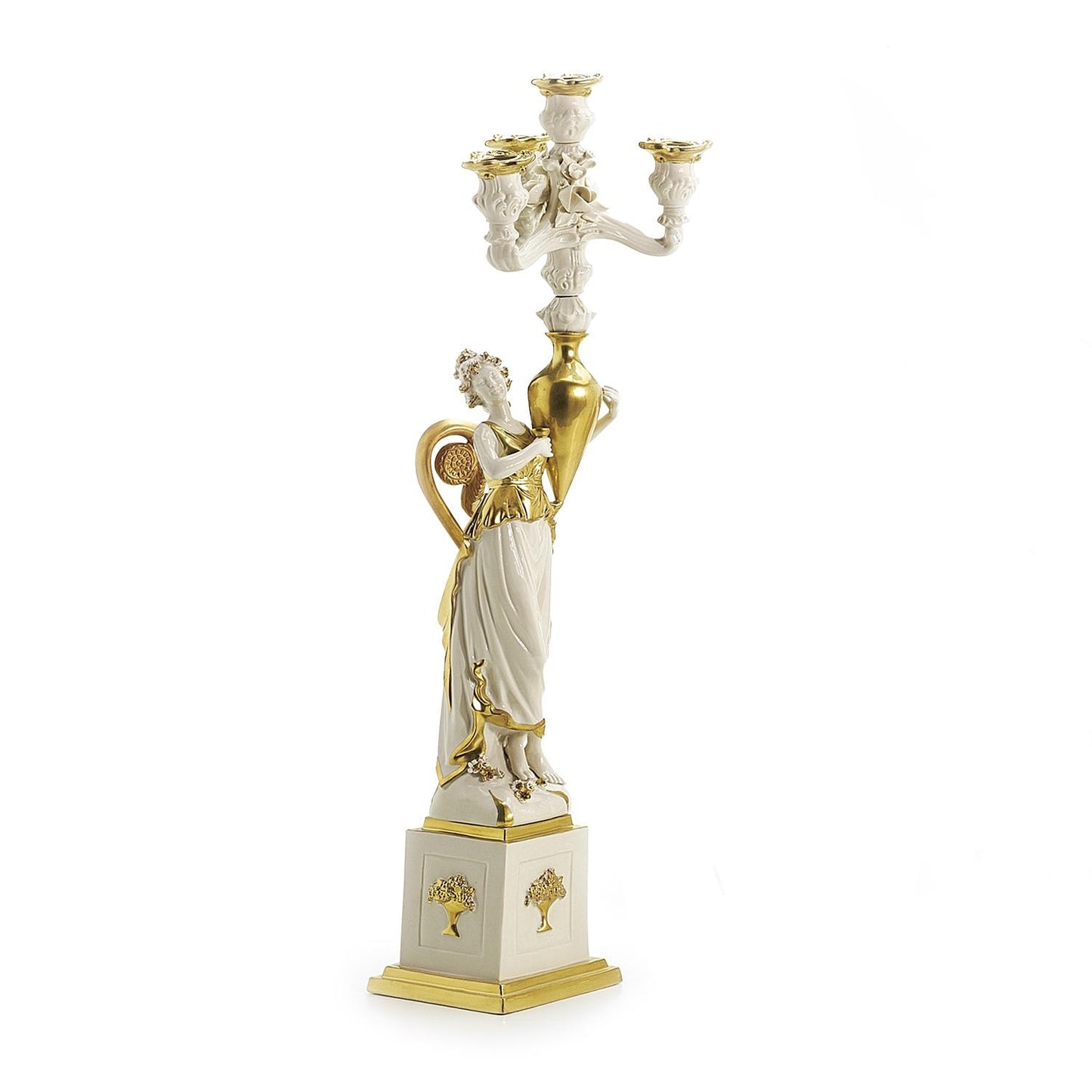 Eurydice Candle Holder (Left) – White & Gold