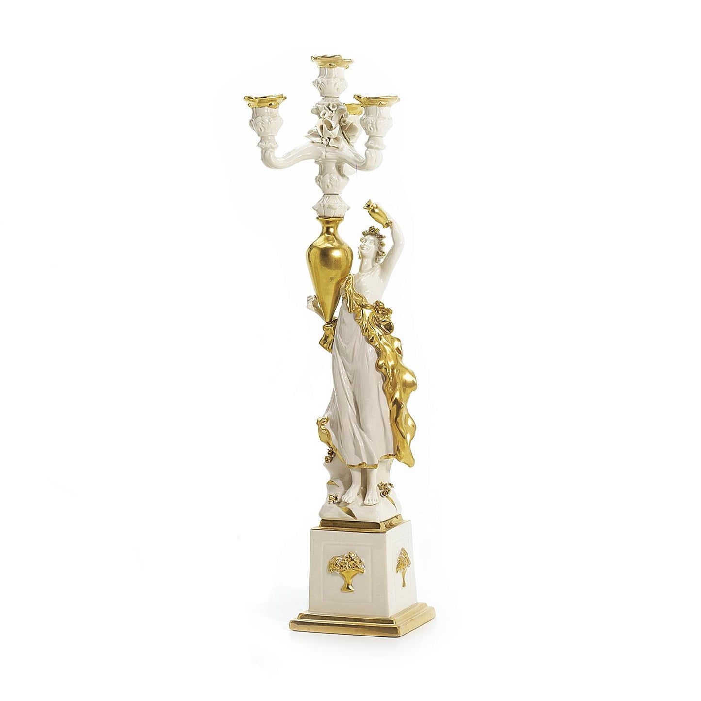 Eurydice Candle Holder (Left) – White & Gold