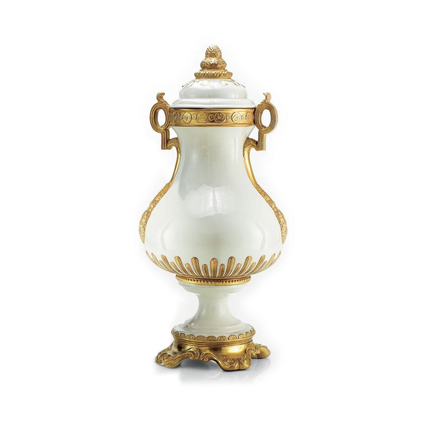 Baroque Heritage Potiche Vase – White & Gold