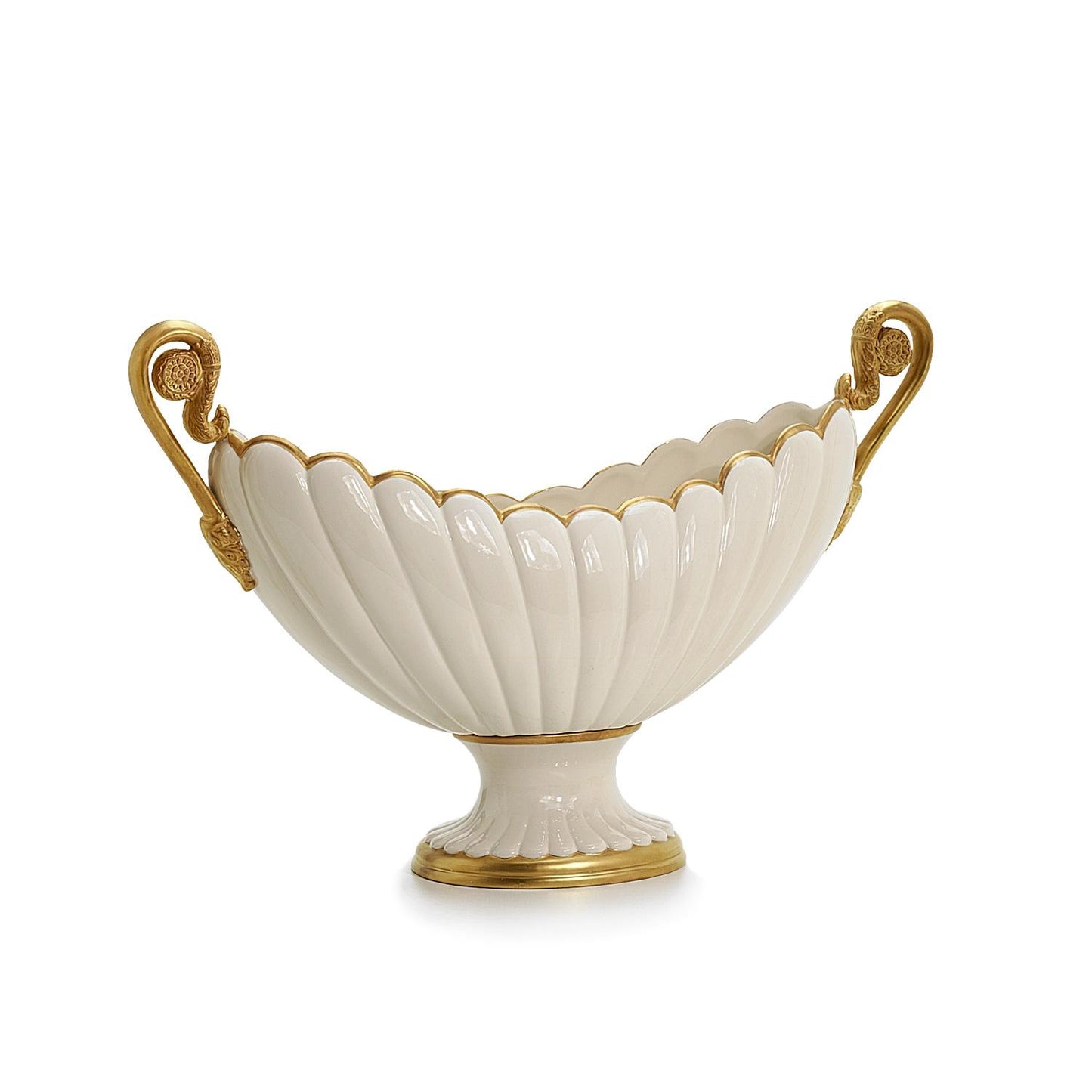 Eurydice Oval Centrepiece – White & Gold