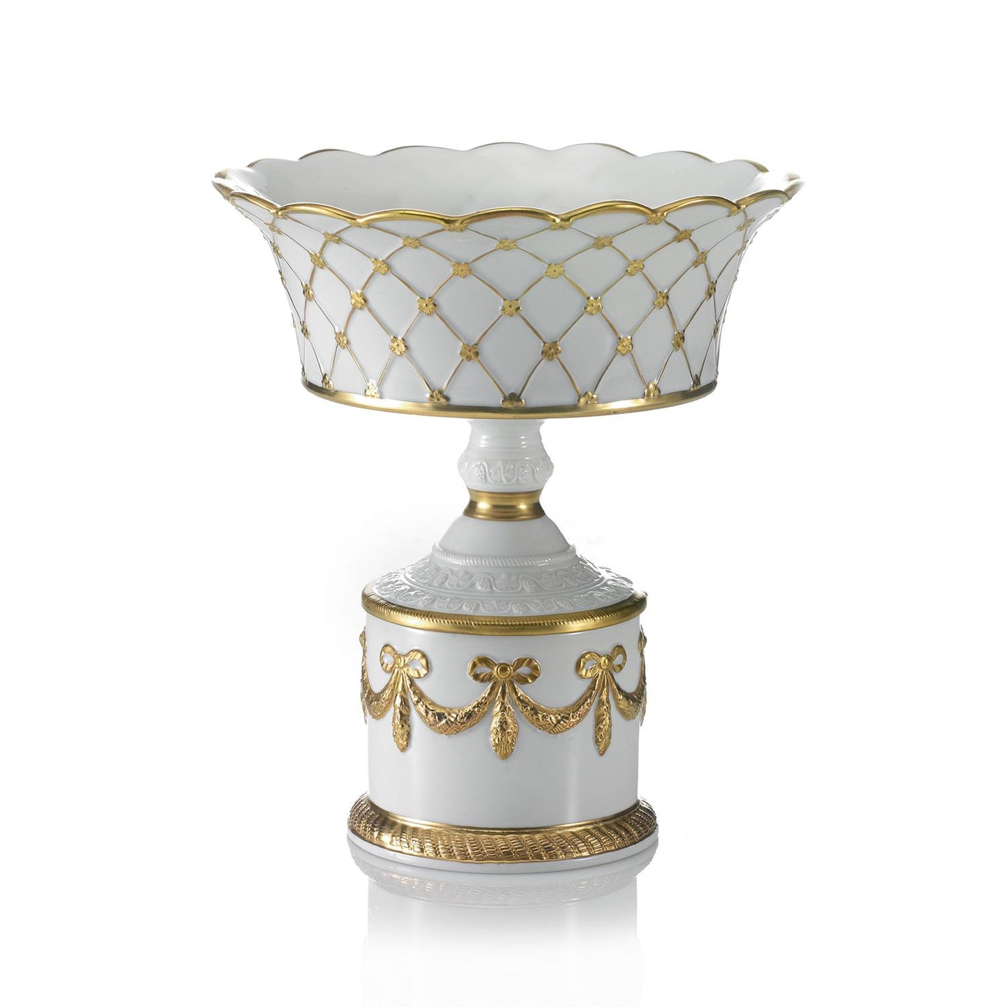 Empire Criss-Cross Footed Fruit Bowl – White & Gold