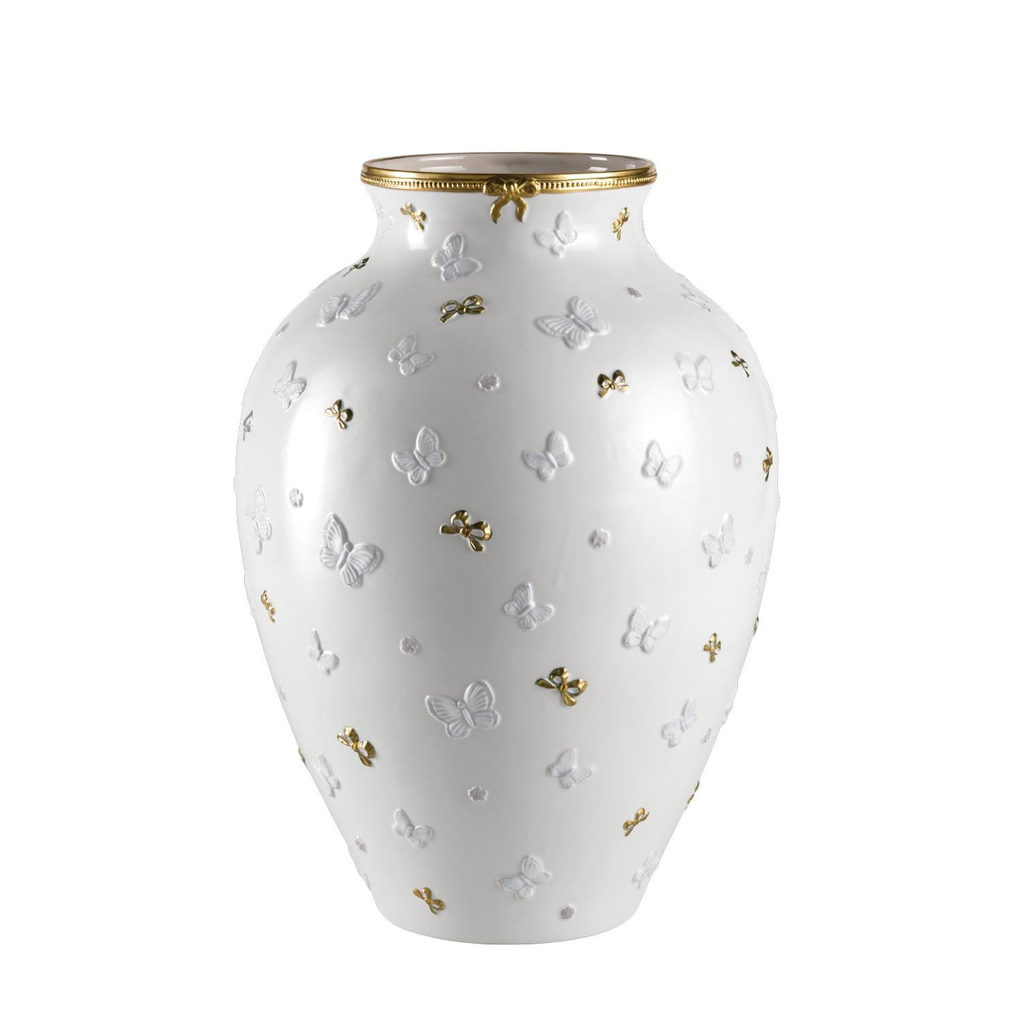 Butterfly Large Vase – White & Gold