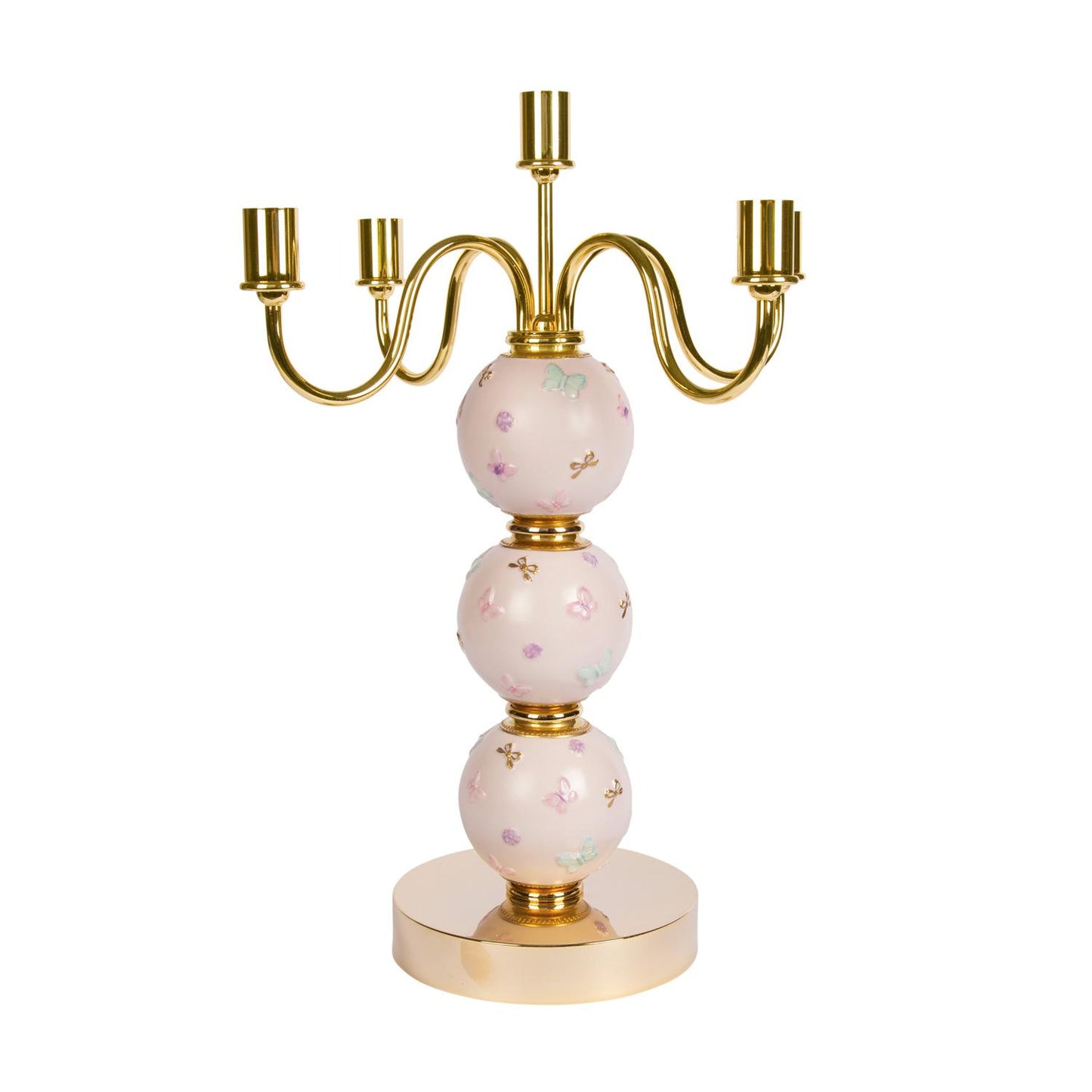 Candelabra Butterfly 5 Arms – Pink