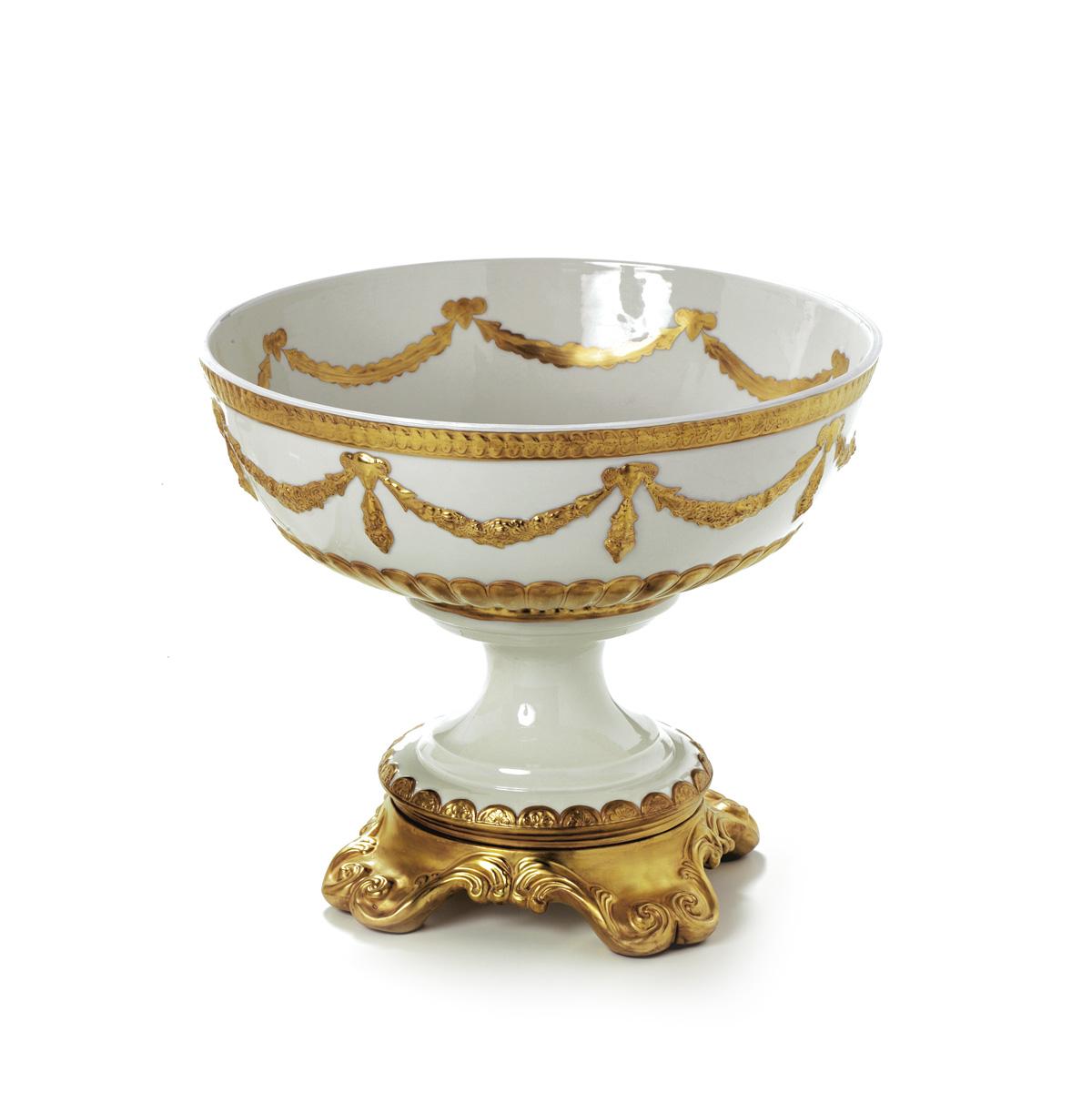 Empire Footed Fruit Bowl – White & Gold