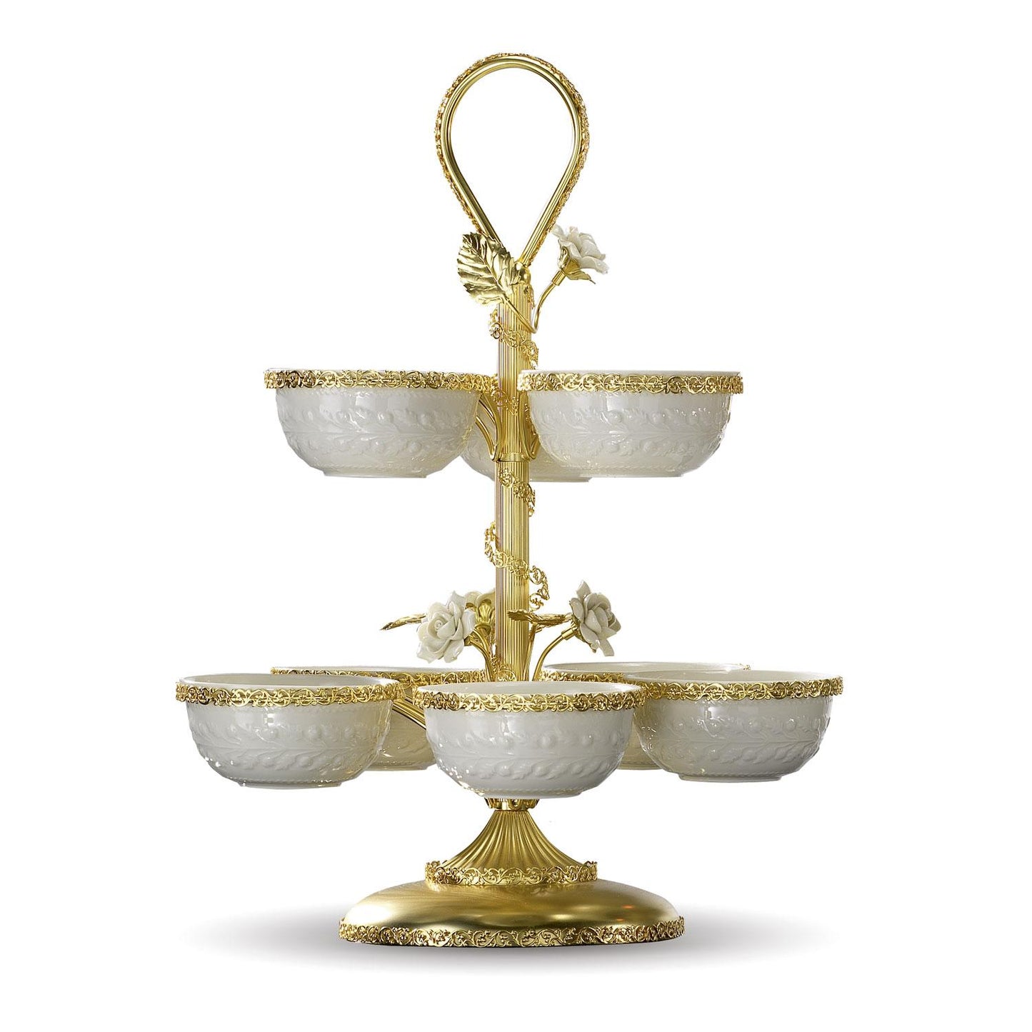 Pistachios Holder – 8 Bowls-Marie-Antoinette White & Gold