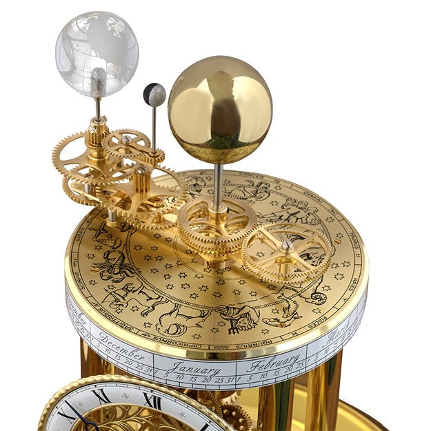 Astrolabium Brass Clock I, Mahogany Finish