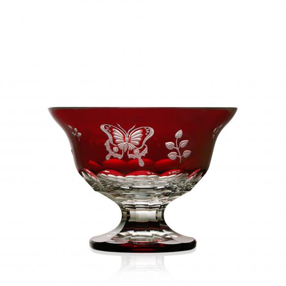 SPRINGTIME Ruby Footed Bowl 8" Crystal Glass