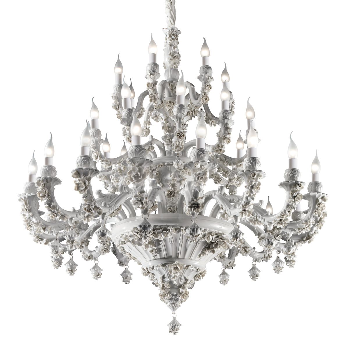 Porcelain Chandelier Louis XIV - 36 light - White