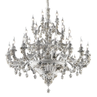 Porcelain Chandelier Louis XIV - 36 light - White