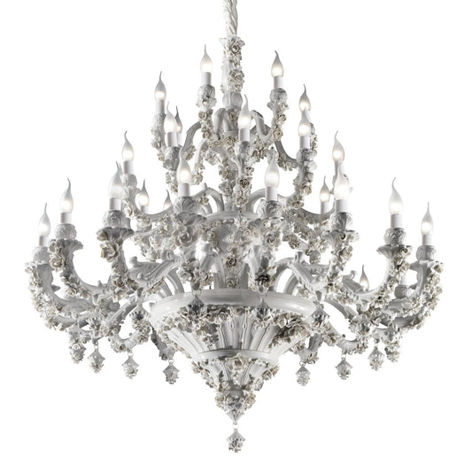 Porcelain Chandelier Louis XIV - 36 light - White