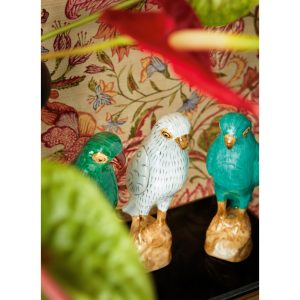 FIGURINE, PARROT, GREEN PORCELAIN