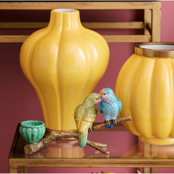 CANDLE HOLDER, PARROTS ON TWIG,