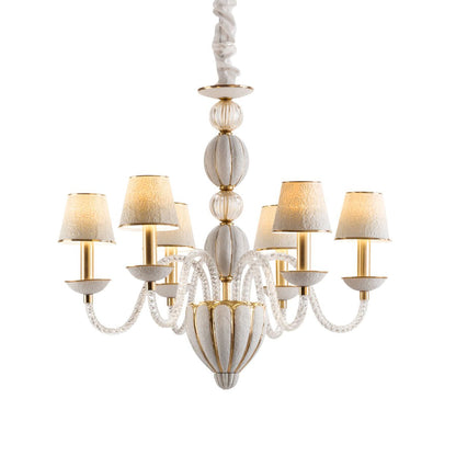 Chandelier Amour  6 Lights - White & Gold