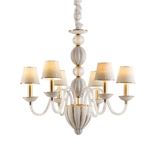 Chandelier Amour  6 Lights - White & Gold