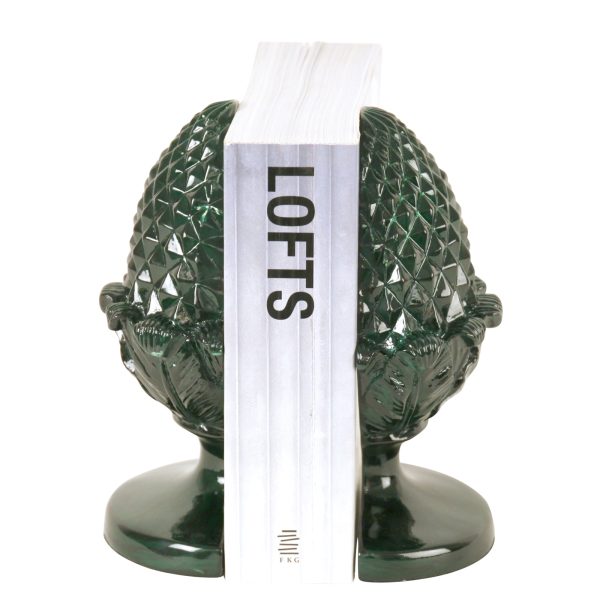 BOOKENDS, PINEAPPLE SHAPE, GREEN