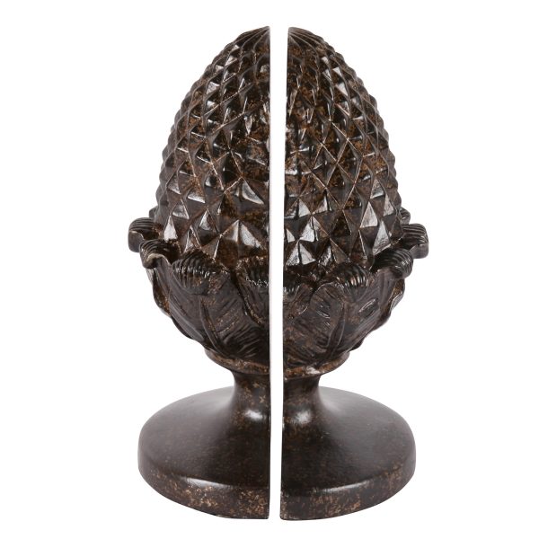 BOOKENDS, PINEAPPLE SHAPE DARK BROWN