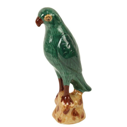 FIGURINE, PARROT, GREEN PORCELAIN