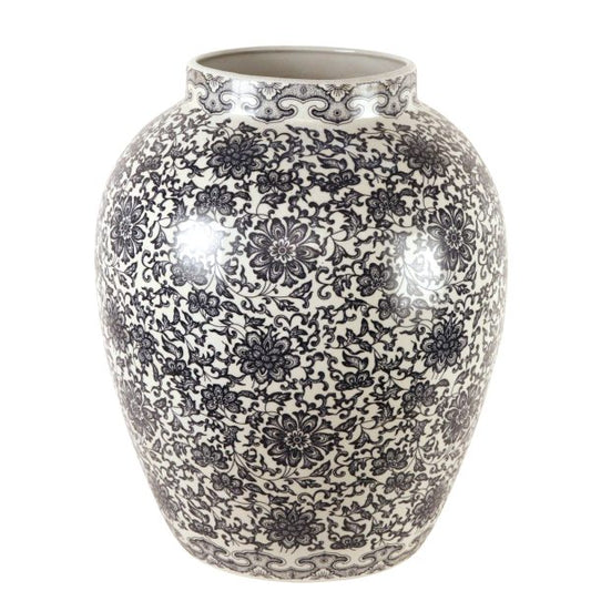 VASE/PLANTER ROUND LARGE BLUE/WHITE CL