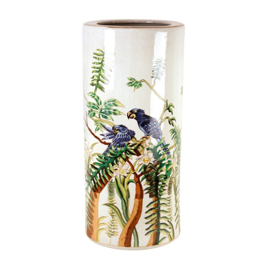 UMBRELLA STAND/VASE, BIRDS IN JUNGLE