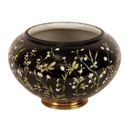 PLANTER, ROUND BLACK W/MINI