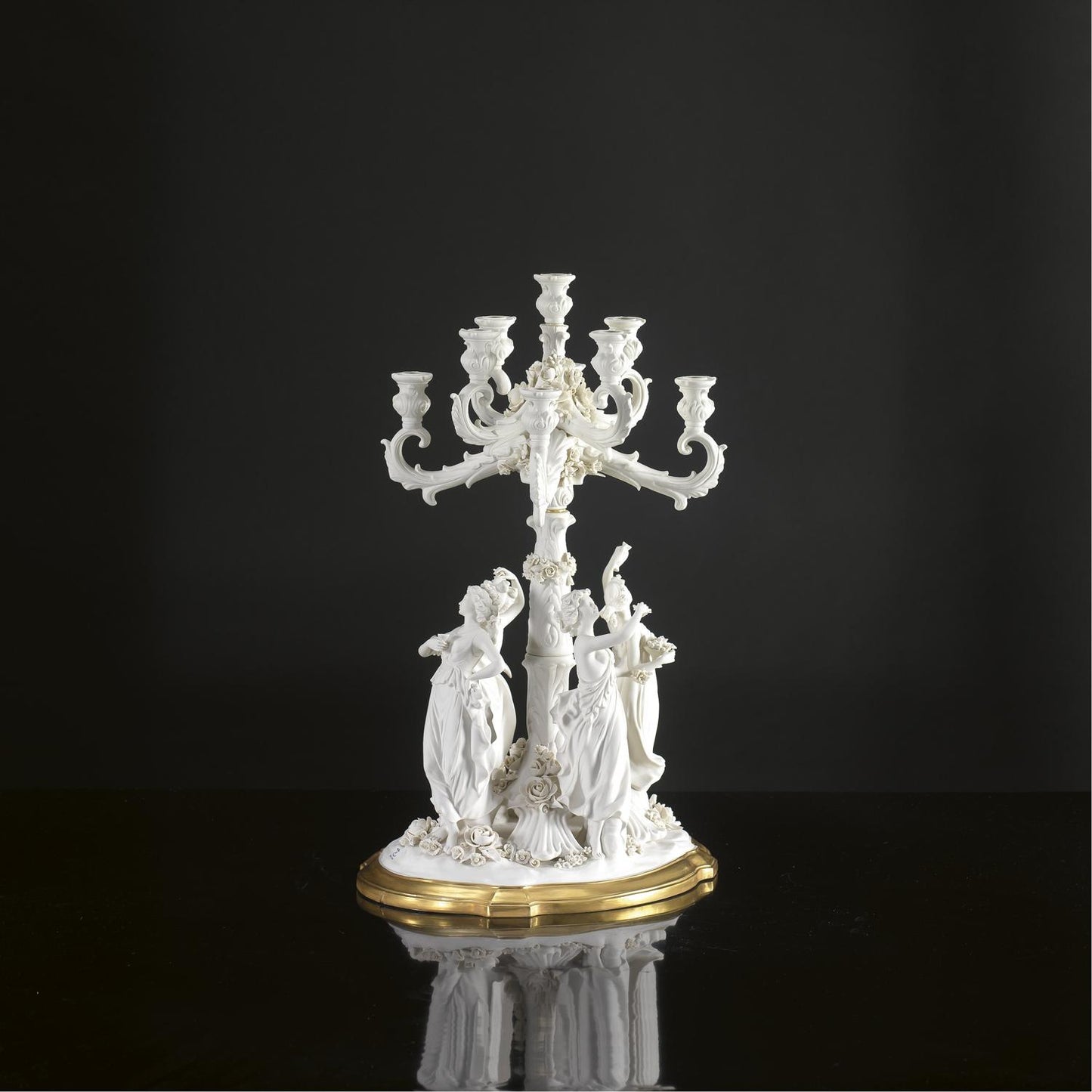 Candelabra – 9 Arms – White & Gold
