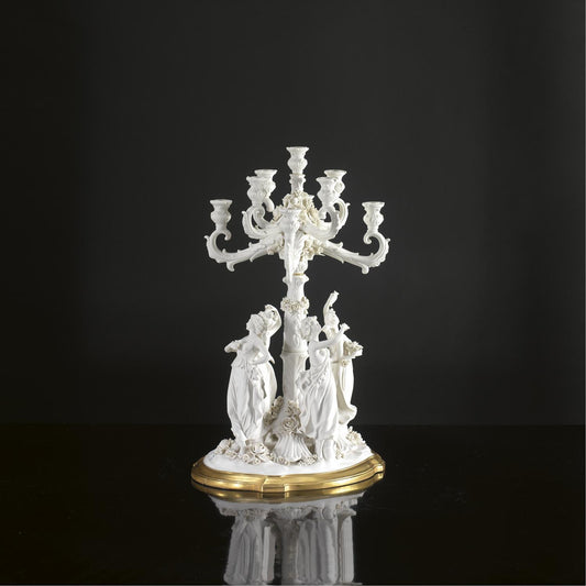 Candelabra – 9 Arms – White & Gold