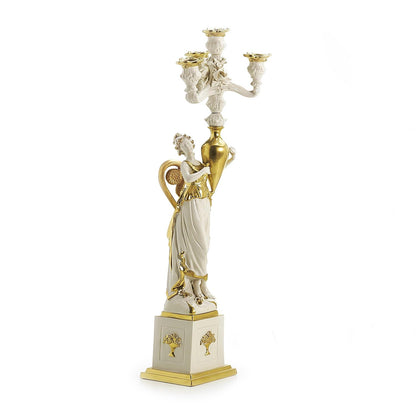 Eurydice Candle Holder (Left) – White & Gold