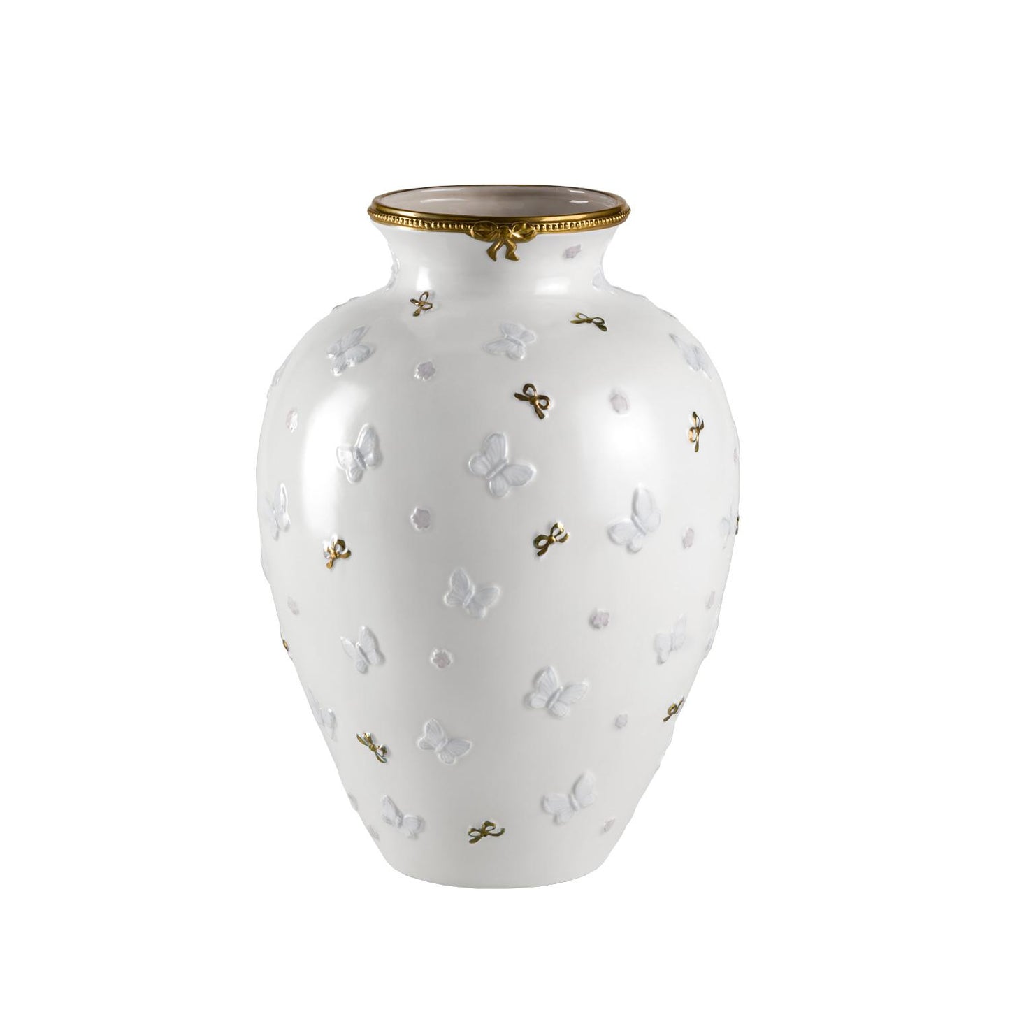 Butterfly Medium Vase – White & Gold