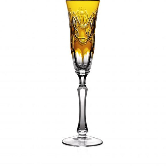 SAINT TROPEZ Amber Flute Crystal Glass