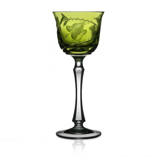 RAIN FOREST Yellow-Green Wine Hock Crystal Glass