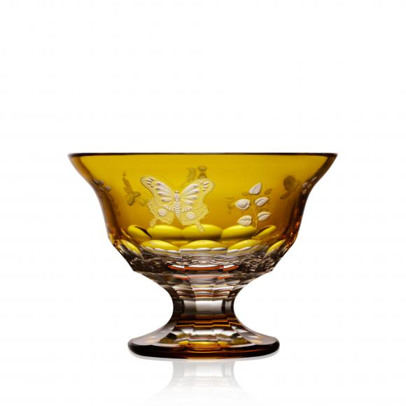 SPRINGTIME Amber Footed Bowl 8" Crystal Glass