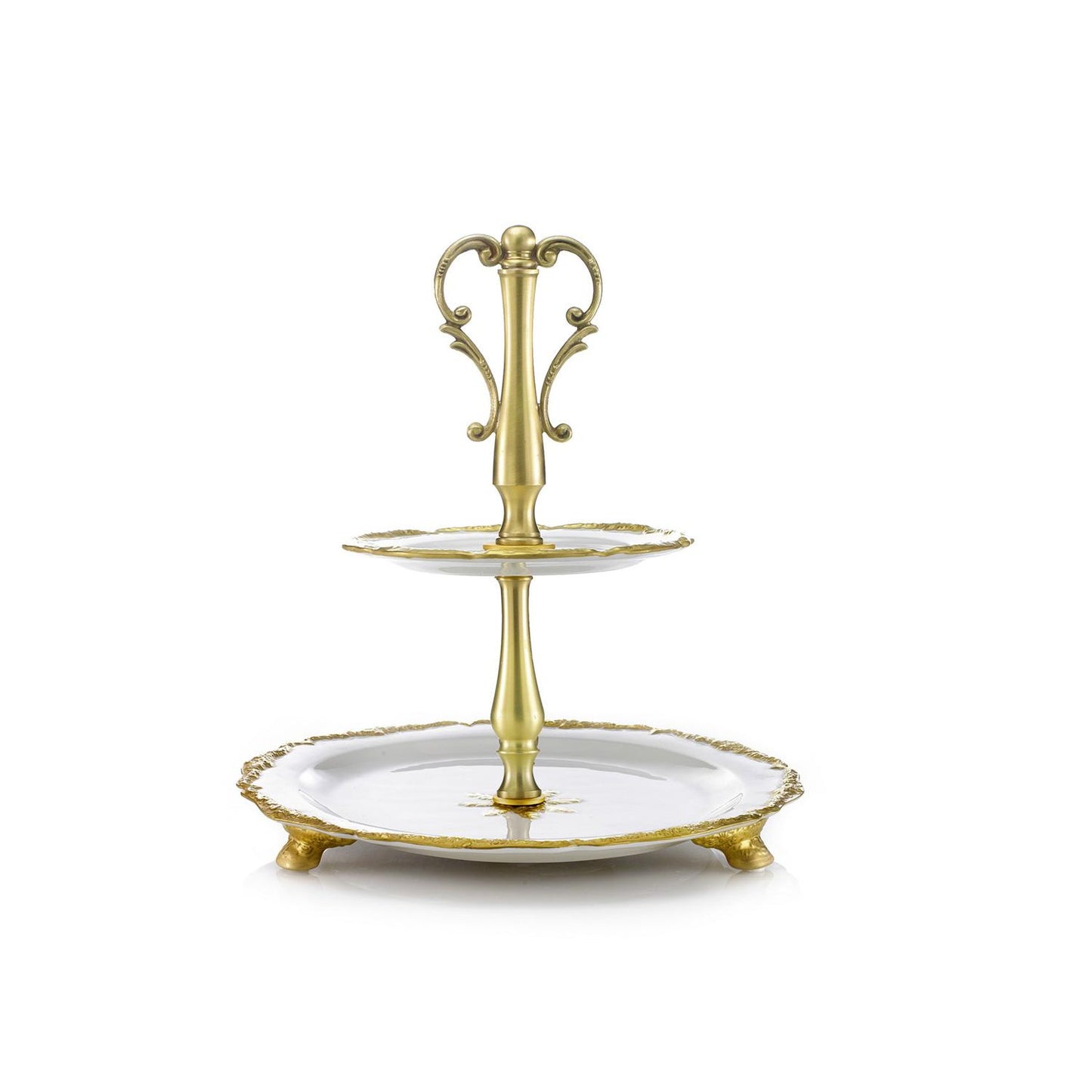 2-Tier Cake Stand-Empire White & Gold